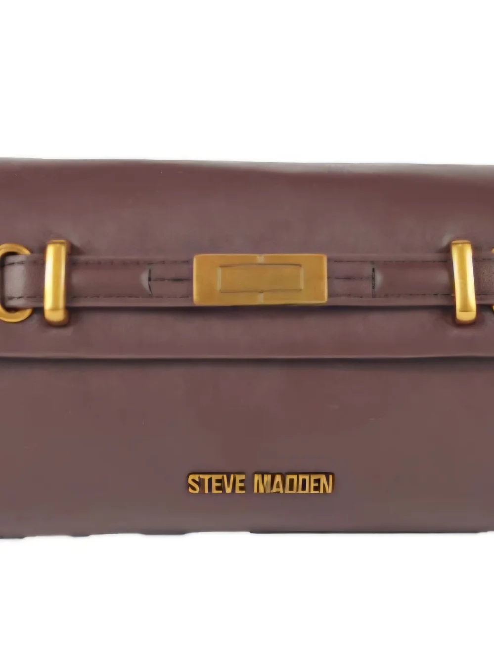 NWT Steve Madden Chocolate Brown Leather Barrel Crossbody with Gold Hardware